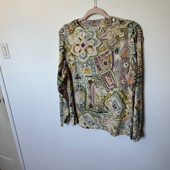 Vintage Top Floral Paisley Design Hippie Boho Festival Multicoloured Long Sleeve - Picture 5 of 14